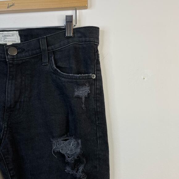 Current Elliott The Fling Black Tattered Ripped Slim boyfriend jeans womens 27 - Picture 5 of 11